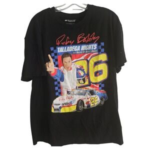 Talladega Nights Ricky Bobby T-Shirt Men's XL Black Graphic Movie Tee NASCAR